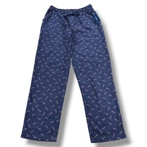 Club Room Fleece Pajama Pants Mens Small S Navy Blue Candy Cane